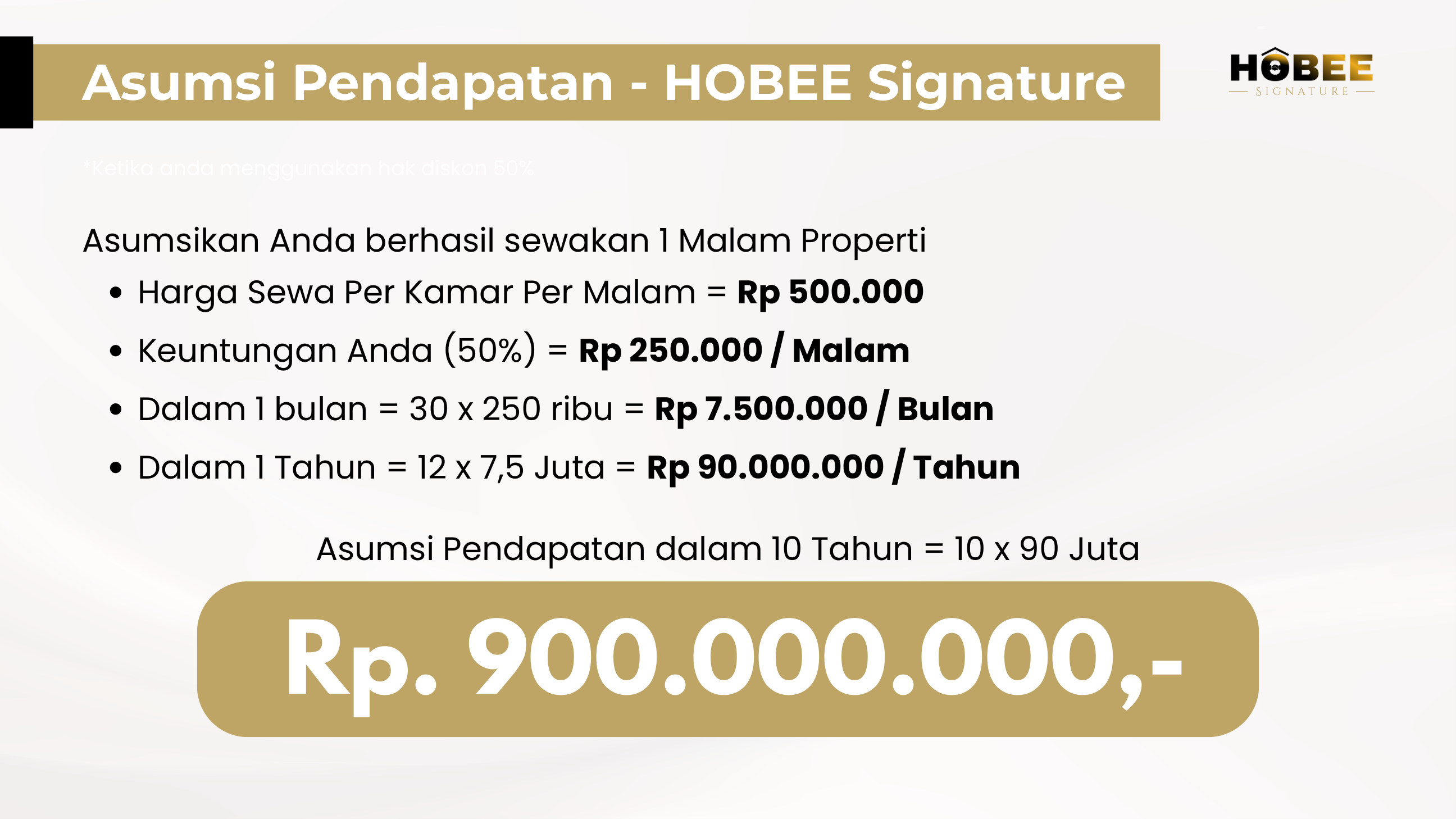 Simulasi pendapatan HOBEE Signature